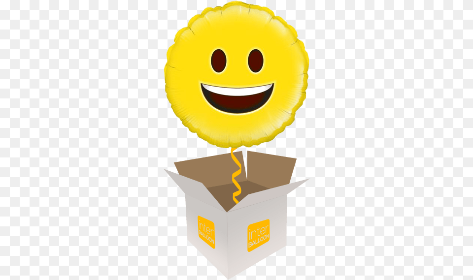 Happy Emoji Happy Emoji Birthday Balloon In A Box Day Emojis, Cardboard, Carton, Clothing, Hardhat Free Png Download