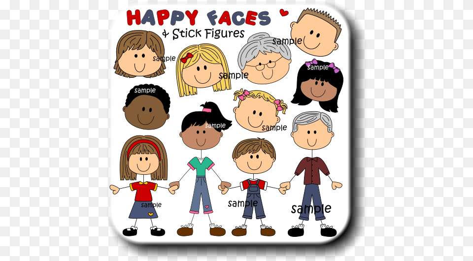 Happy Faces Stick Figures, Book, Comics, Publication, Baby Png Image