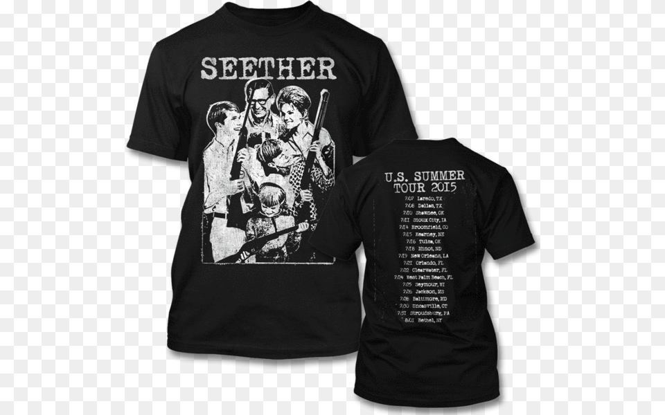 Happy Family 2015 Tour T Shirt Seether The Shirts, T-shirt, Clothing, Adult, Person Png Image