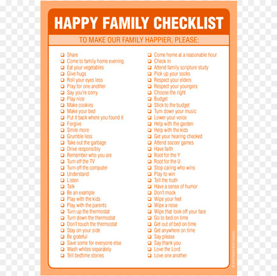 Happy Family Checklist, Menu, Page, Text Free Transparent Png