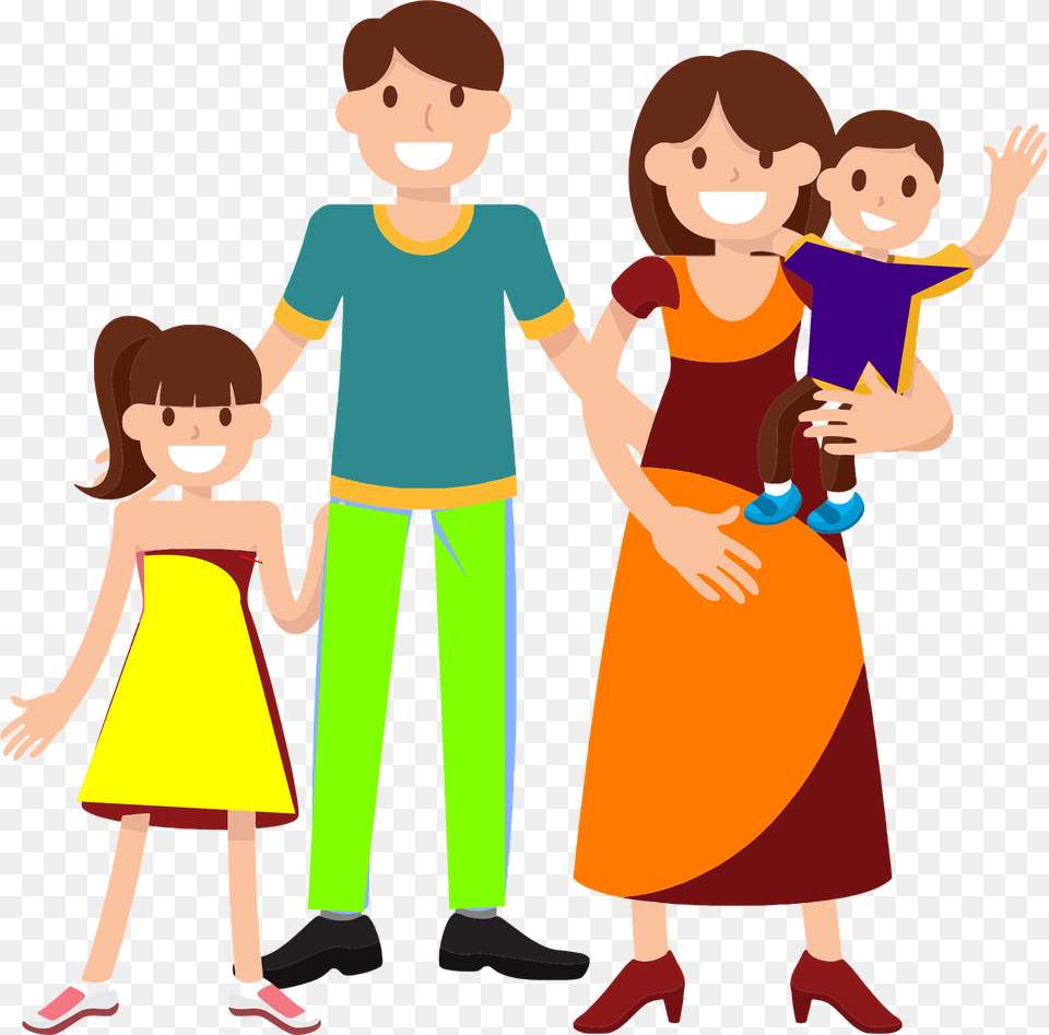 Happy Family Dad Mom Son Daughter Clipart, Baby, Person, Boy, Child Png