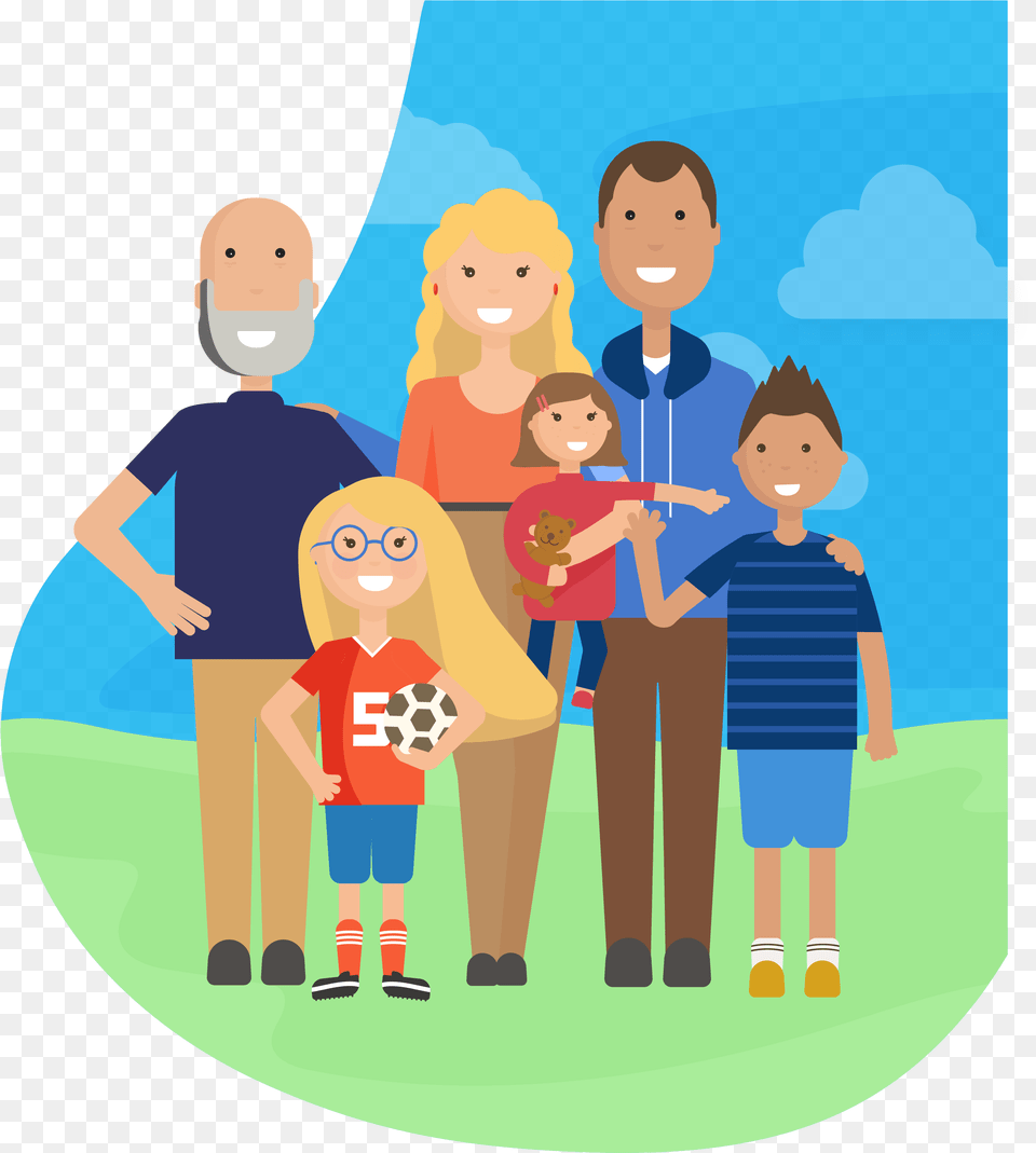 Happy Family Of Parents Three Children And A Grandfather Family Of Five, Photography, Person, People, Male Free Png Download