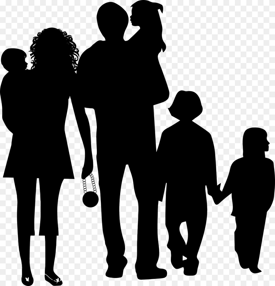 Happy Family Silhouette, Gray Png Image