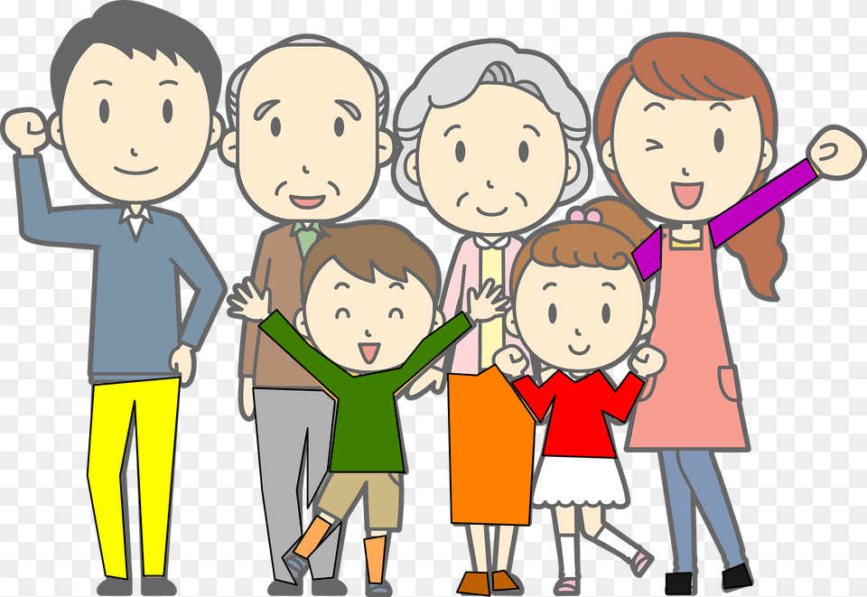Happy Family Three Generations Clipart, Book, Comics, People, Person Free Png Download