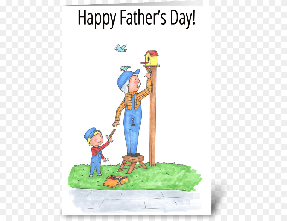 Happy Father S Day Greeting Card Cartoon, Plant, Grass, Lawn, Person Free Png Download