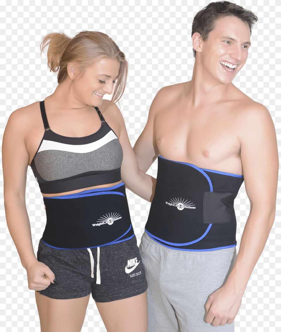 Happy Fit Couple Wearing Waist Trimmer Sauna Beltsquot Girl, Adult, Person, Woman, Female Free Png