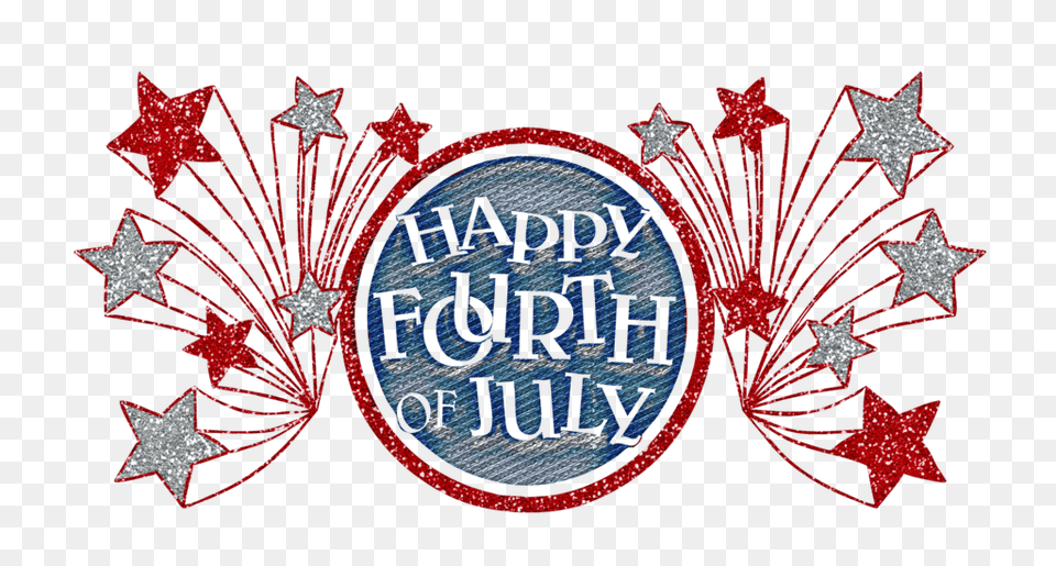 Happy Fourth Of July Glitter Banner, Logo, Symbol, Dynamite, Weapon Free Png