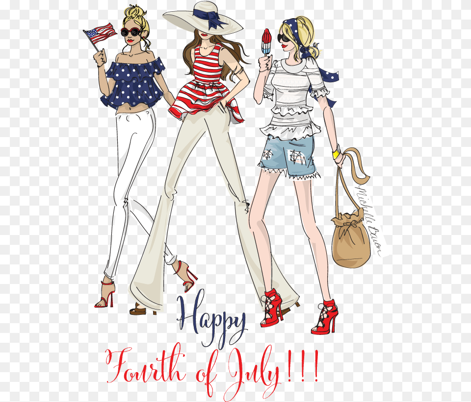 Happy Fourth Of July Lady Cartoon, Accessories, Bag, Book, Publication Free Transparent Png