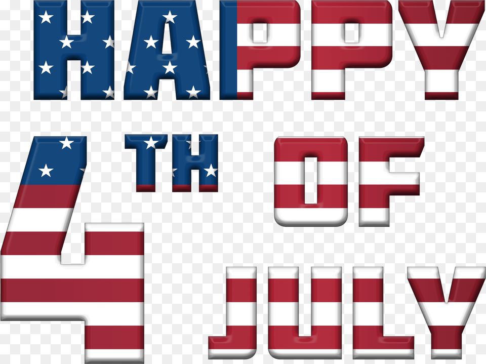Happy Fourth Of July Text, American Flag, Flag Free Png Download