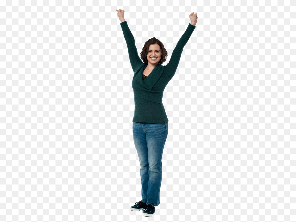 Happy Girl, Adult, Triumphant, Sleeve, Person Free Png