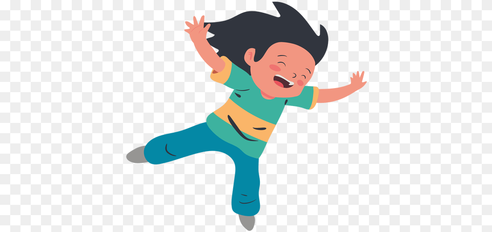 Happy Girl Jumping Character U0026 Svg Dibjo Brincando, Baby, Clothing, Pants, Person Free Png Download