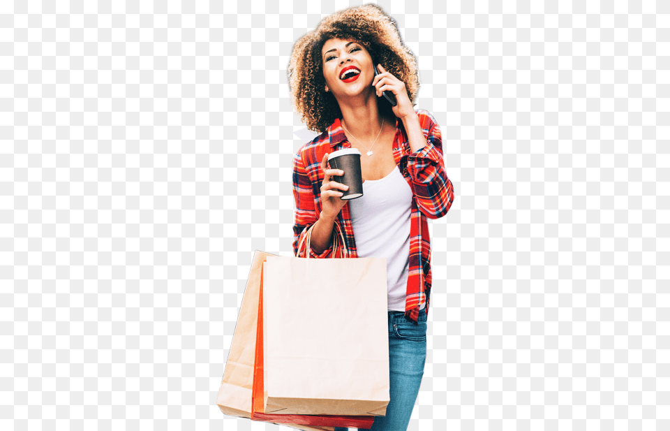 Happy Girl Shopping, Face, Head, Person, Disposable Cup Png Image