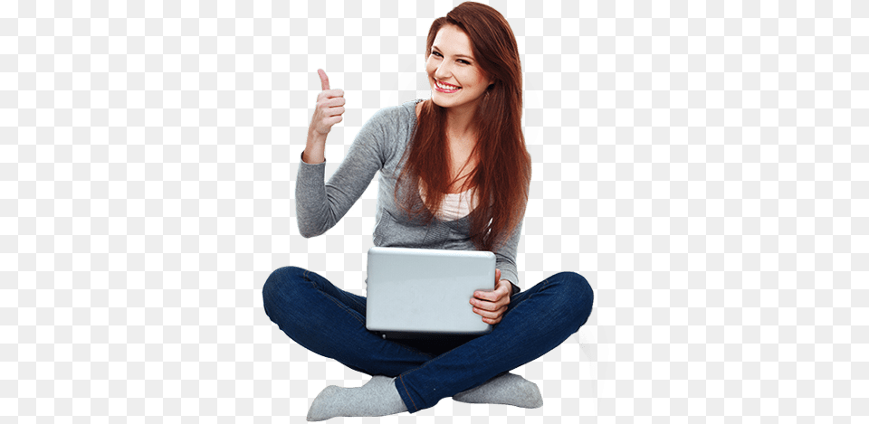 Happy Girl With Laptop Professional Girl Image, Body Part, Sitting, Person, Finger Free Png Download
