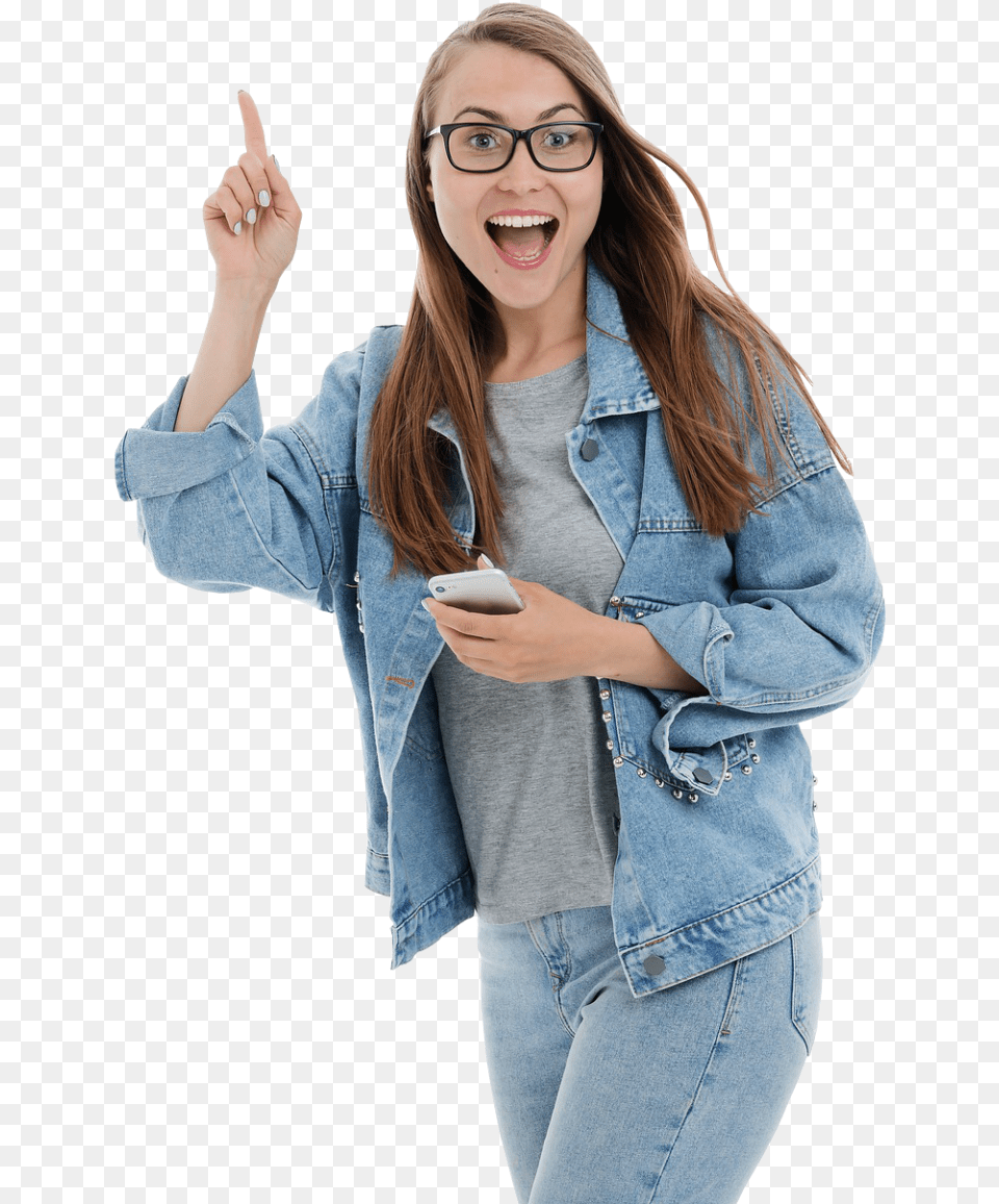 Happy Girl With Smartphone Image Girls, Head, Jeans, Pants, Person Free Png