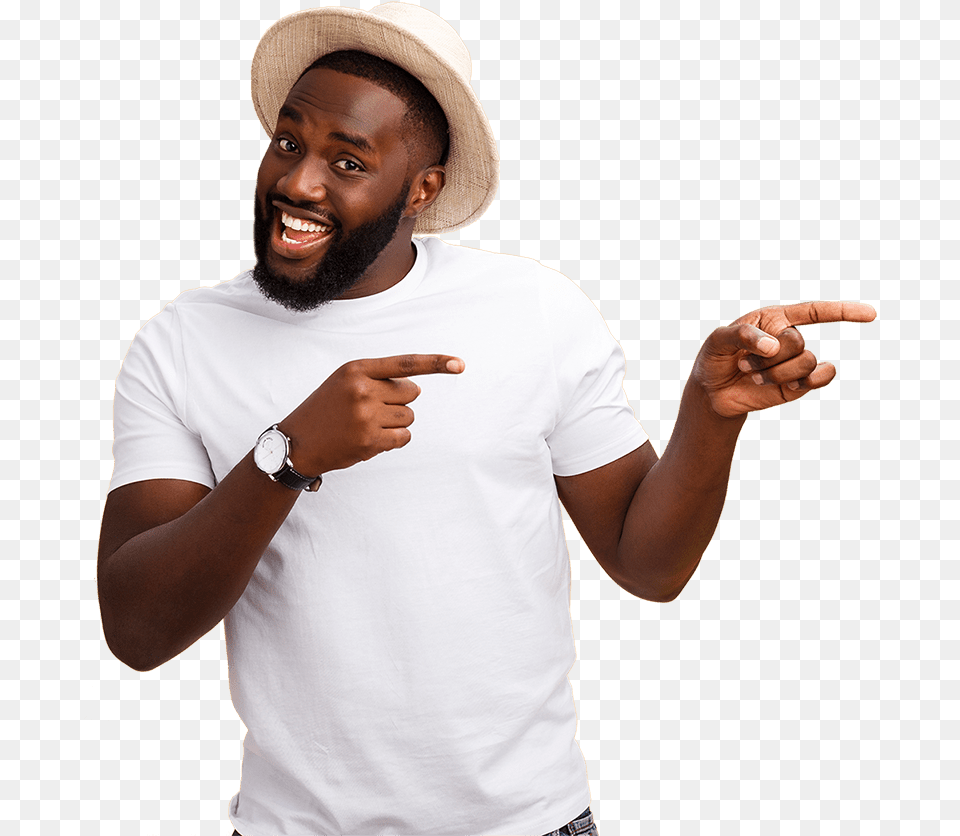 Happy Guy Pointing Right Gentleman, Head, Hat, Person, Hand Free Png