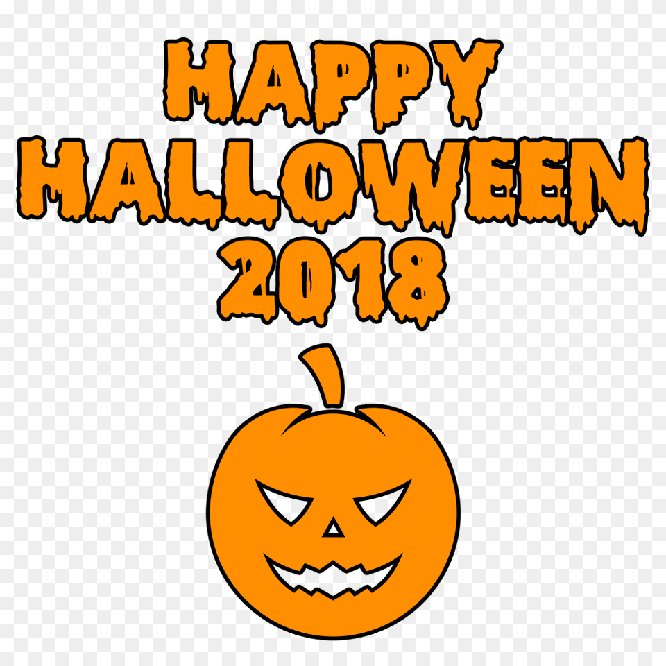 Happy Halloween 2018 Scary Round Pumpkin Bloody Font, Festival Free Transparent Png