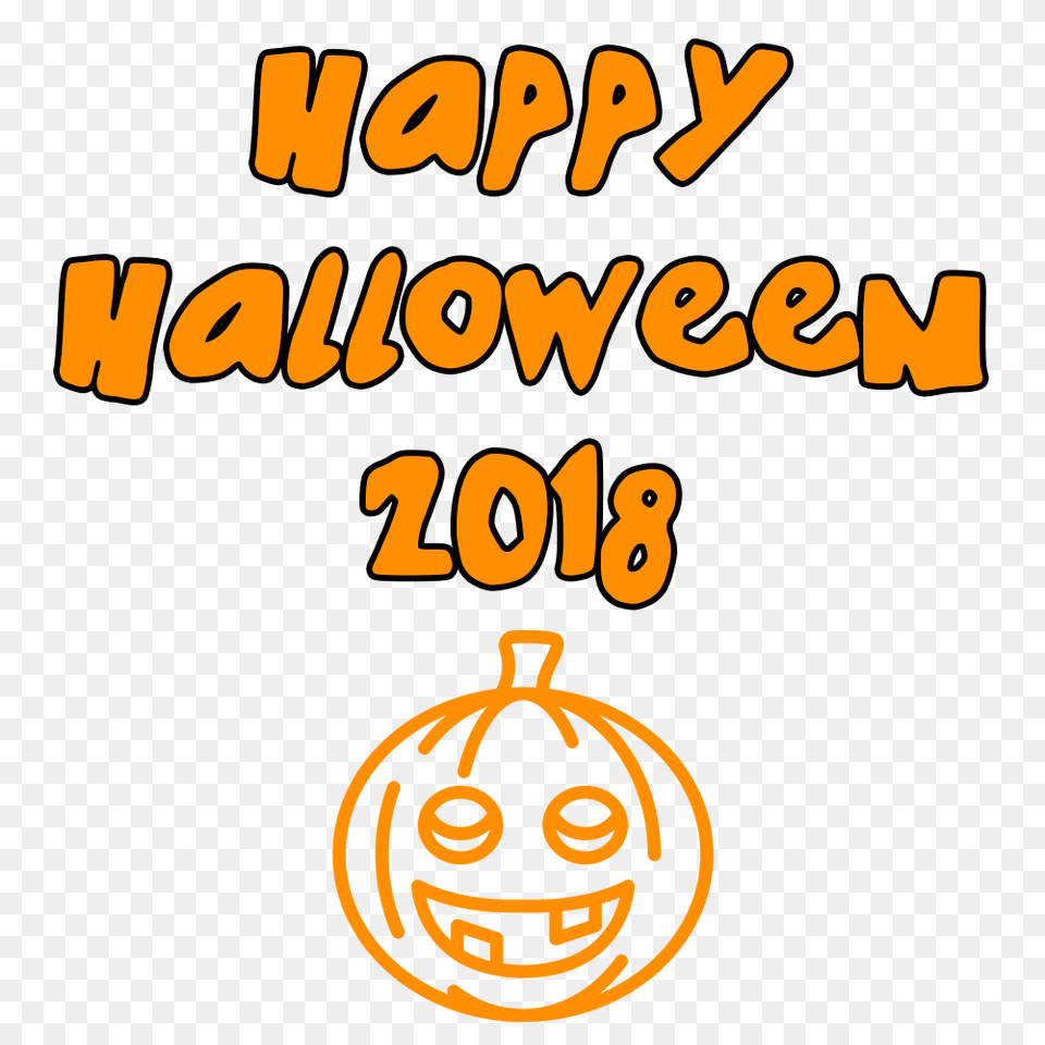 Happy Halloween 2018 Smiling Pumpkin, Text Png Image