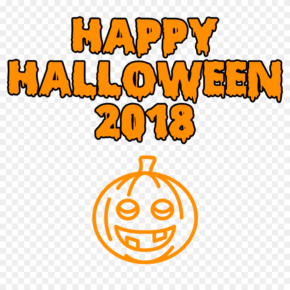 Happy Halloween 2018 Smiling Pumpkin Bloody Font, Text Free Png Download