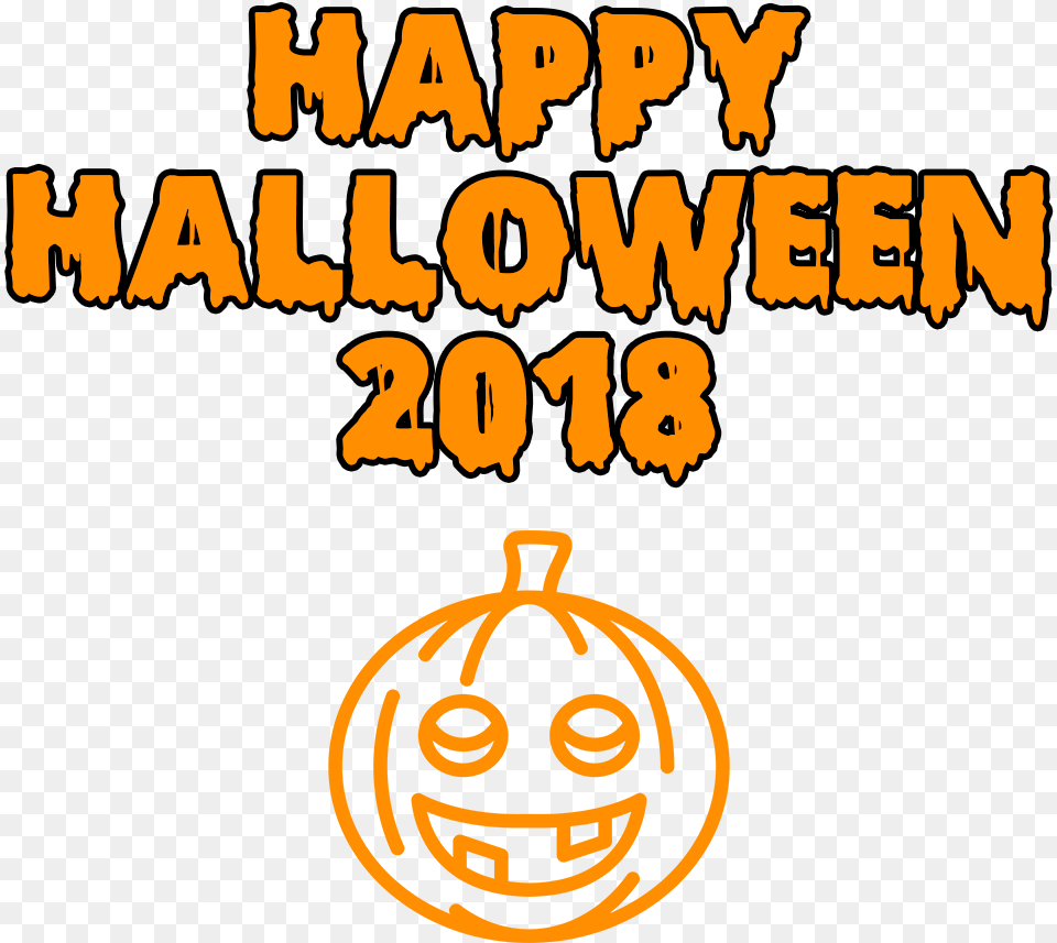 Happy Halloween 2018 Smiling Pumpkin Bloody Font, Festival Free Png Download
