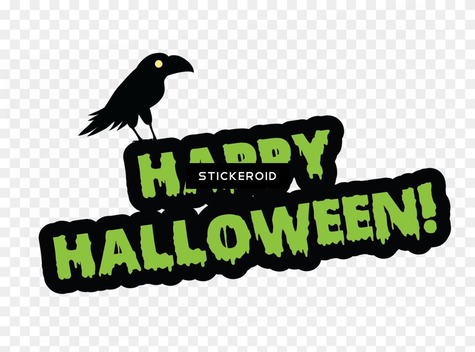 Happy Halloween, Animal, Bird, Blackbird, Green Png Image