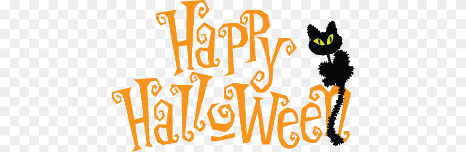 Happy Halloween, Text, Animal, Cat, Mammal Free Png Download