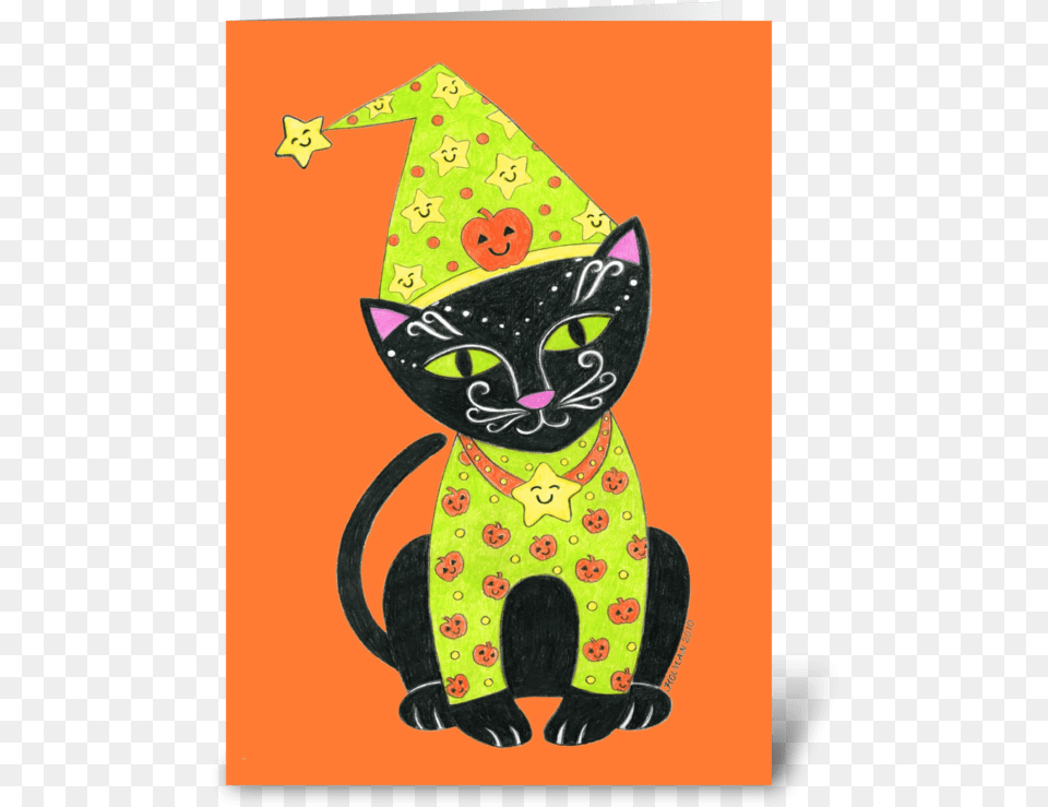 Happy Halloween Black Cat Greeting Card Black Cat, Animal, Mammal, Egyptian Cat, Pet Free Png Download
