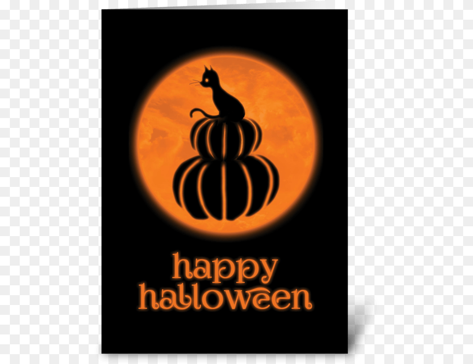 Happy Halloween Cat Amp Pumpkin Card Greeting Card Happy Halloween Cat, Logo, Animal, Mammal, Pet Free Png Download