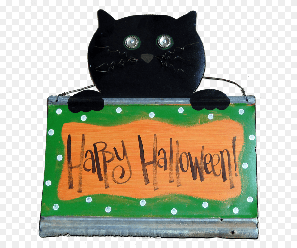 Happy Halloween Cat Blackwater Folk Art Black Cat, Animal, Mammal, Pet, Black Cat Png Image