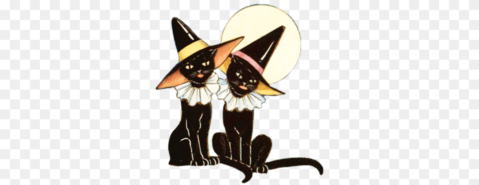 Happy Halloween Clipart Black Cats Halloween Necklace, Clothing, Hat, Animal, Cat Free Transparent Png