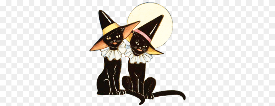 Happy Halloween Clipart Vintage Happy Halloween Clipart, Clothing, Hat, Animal, Cat Png Image