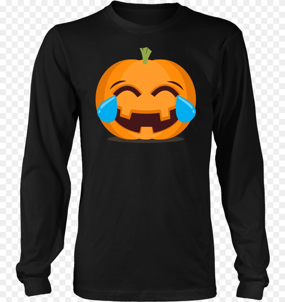 Happy Halloween Emoji Pumpkin Tears, Clothing, Long Sleeve, Sleeve, T-shirt Free Transparent Png