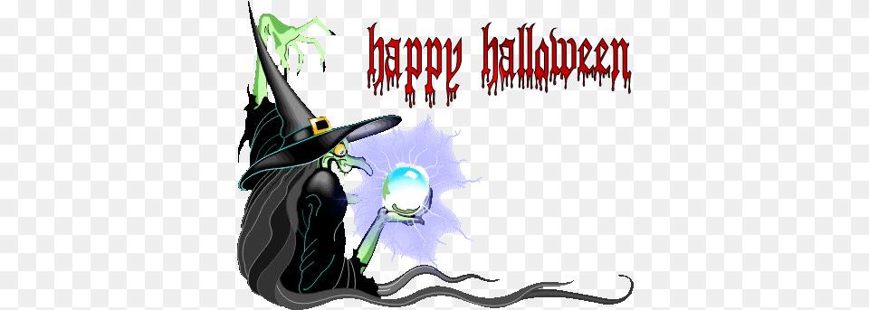 Happy Halloween Gif With A Witch Bibliography Images In Cartoon, Book, Comics, Publication, Animal Free Png Download
