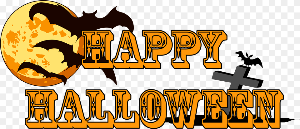 Happy Halloween Moon Bat Illustration, Logo Png Image