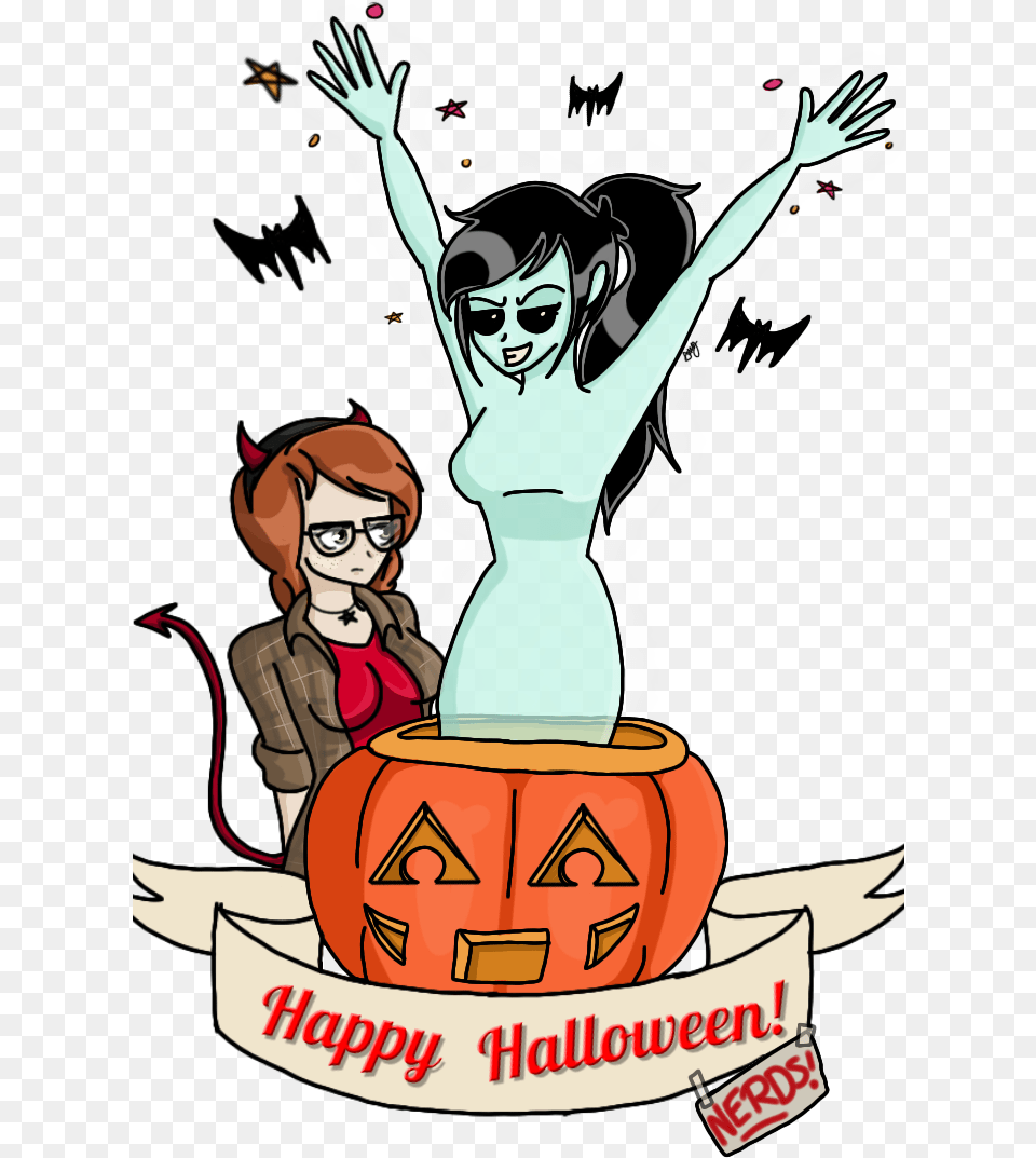 Happy Halloween Nerds By Ghostgirl3000 Cartoon, Person, Face, Head, Festival Free Transparent Png