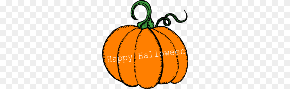 Happy Halloween Pumpkin Clip Art, Food, Plant, Produce, Vegetable Png Image