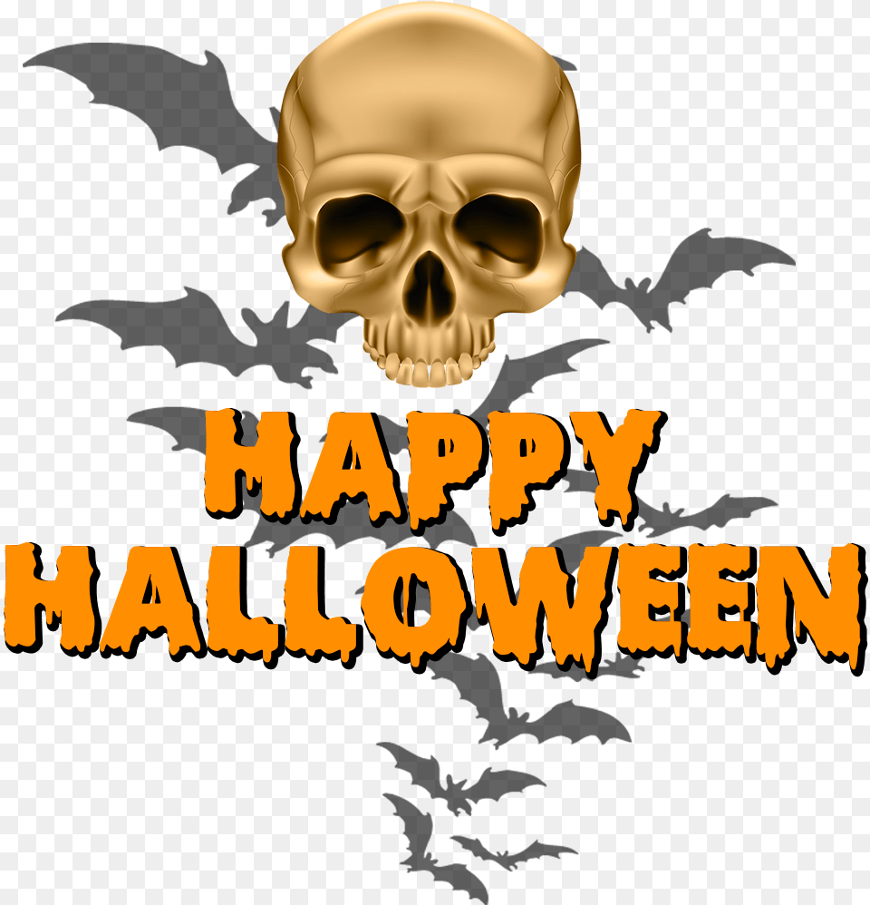 Happy Halloween Skull And Bats Transparent Halloween Clipart, Baby, Person, Head, Face Png Image