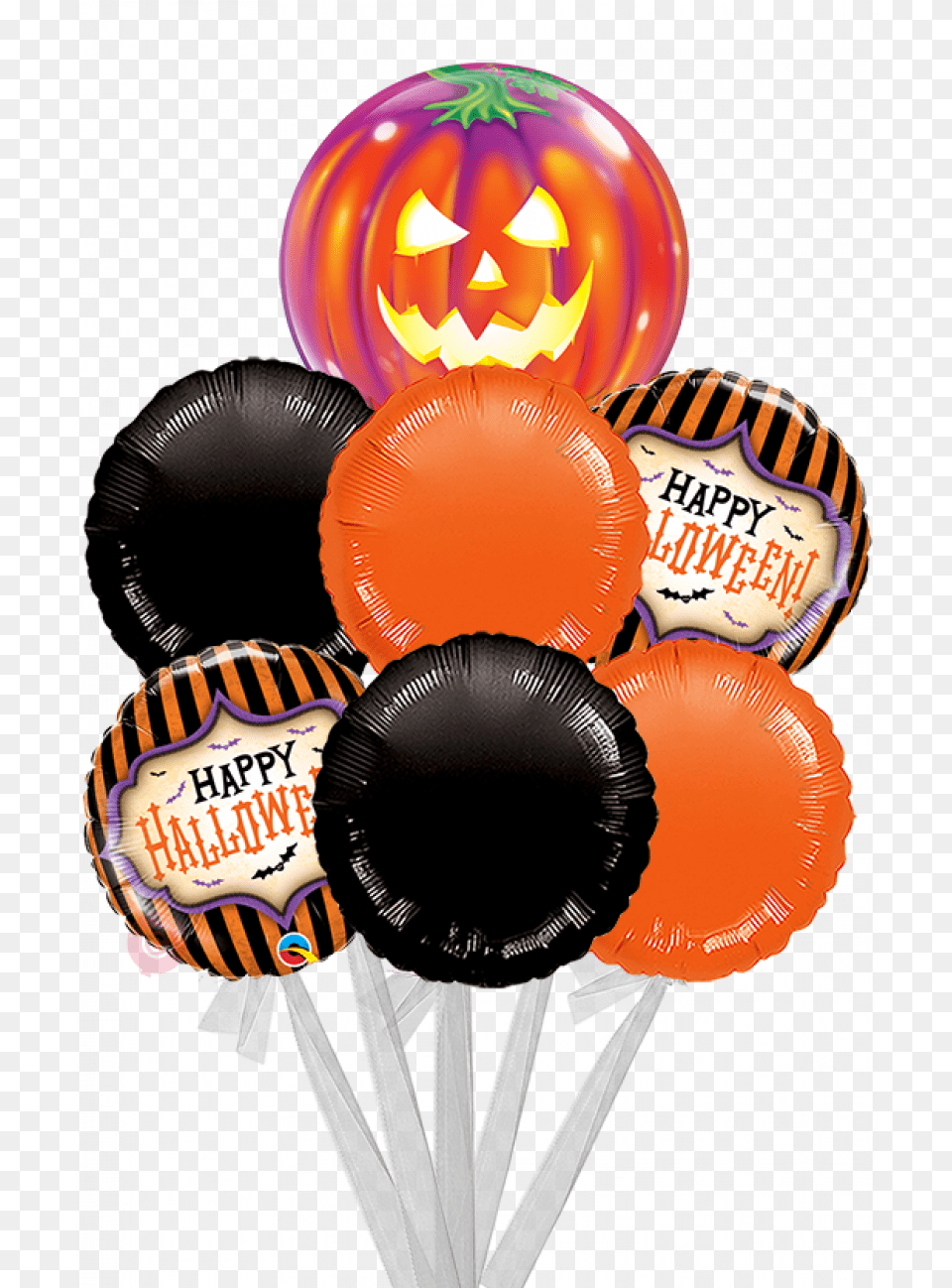 Happy Halloween Spooky Bats Bigger Bouquet 7 Balloons Halloween Balloons, Balloon, Food, Sweets, Candy Png Image