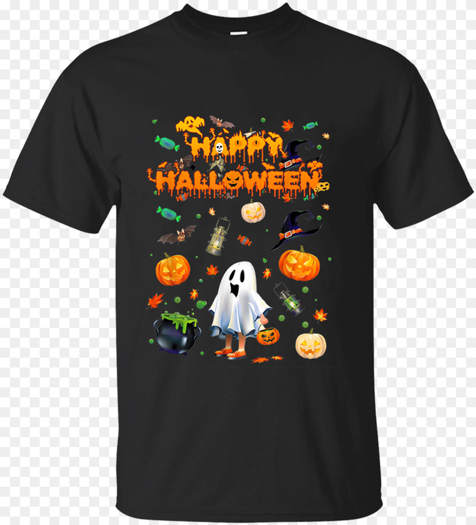 Happy Halloween Tshirt Scary Retro Ghost Candy Pumpkim Film By Kirk T Shirt, Clothing, T-shirt, Person Free Png