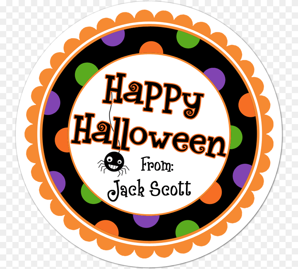 Happy Halloween Wide Polka Dot Border Personalized Happy Circle, Sticker, Disk Free Png Download
