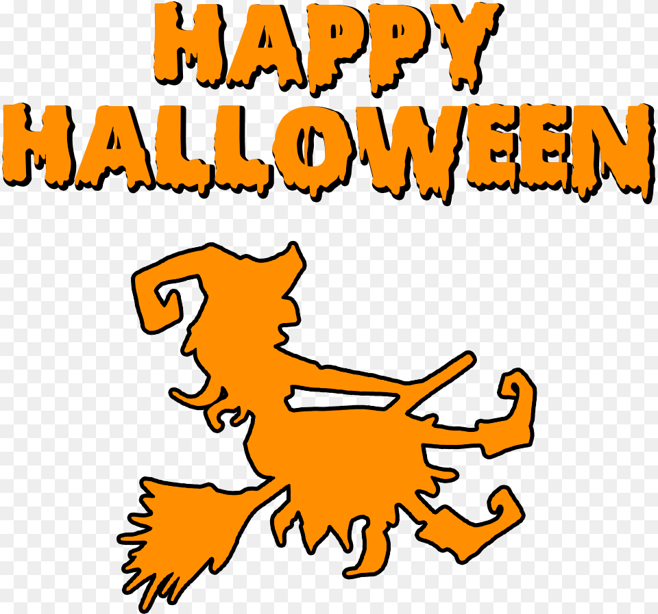Happy Halloween Witch On A Broomstick, Leaf, Plant, Person, Face Png Image
