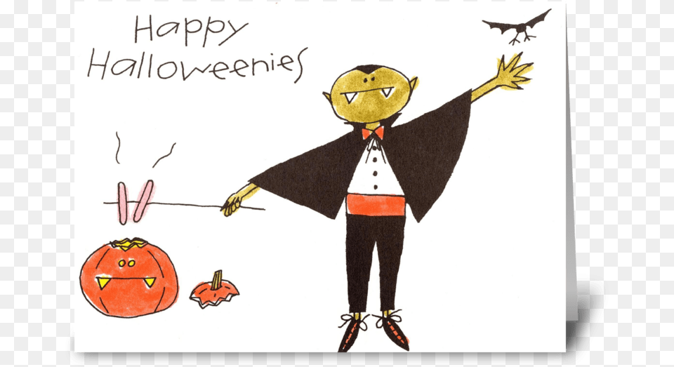 Happy Halloweenies Greeting Card Cartoon, Person, Book, Comics, Publication Png