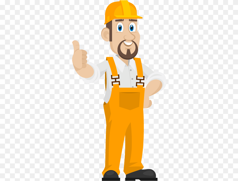 Happy Handymen Service In Construction Worker Cartoon, Person, Body Part, Finger, Hand Free Png