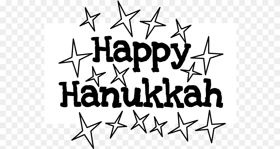 Happy Hanukkah Black Letters Black And White Stars, Star Symbol, Symbol, Text Png Image