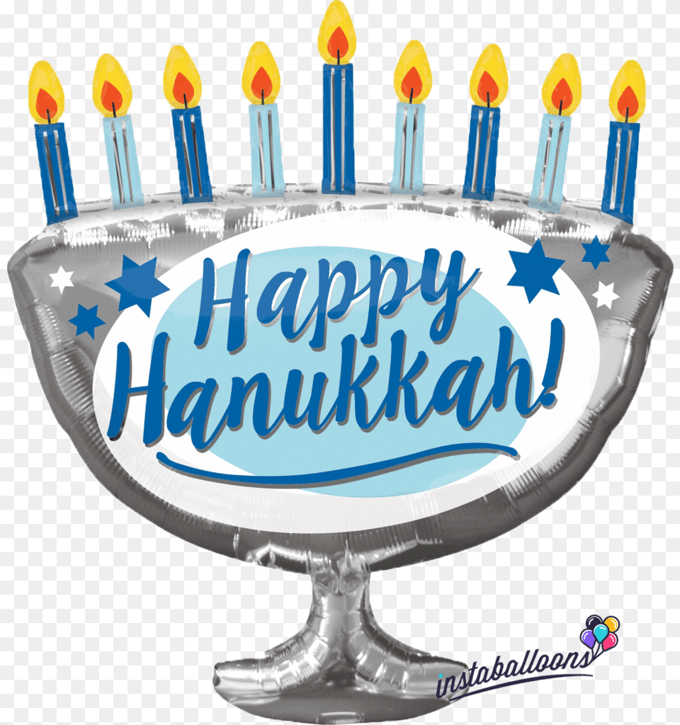 Happy Hanukkah Menorah Large Balloon Instaballoons, Birthday Cake, Cake, Cream, Dessert Free Transparent Png