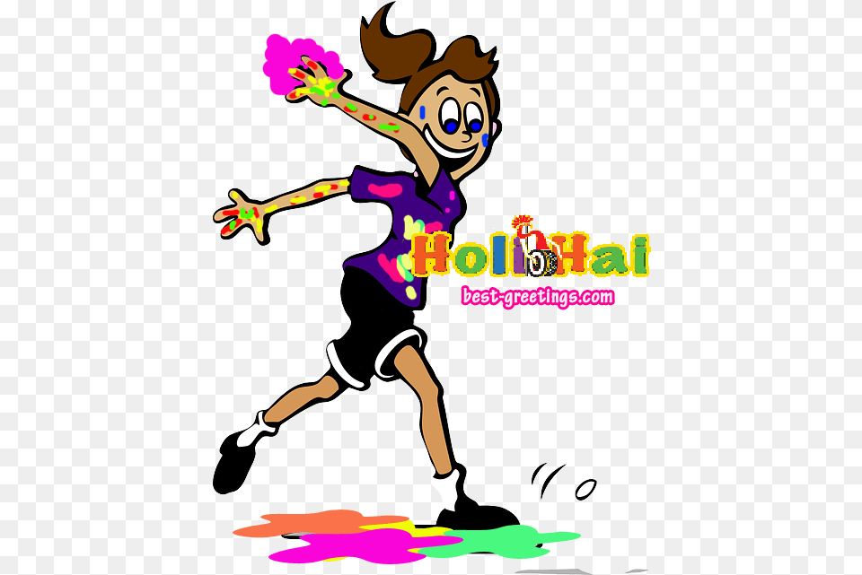 Happy Holi Wishes Cartoon Girl Soccer Player, Publication, Book, Comics, Art Png Image