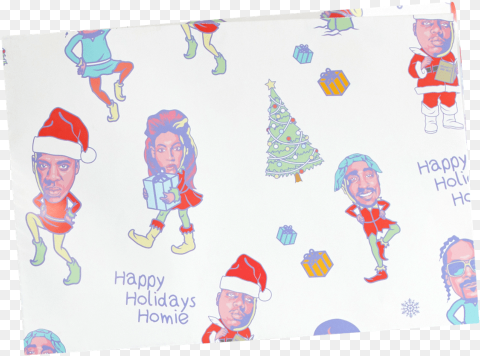 Happy Holiday Wrapping Paper Illustration, Baby, Person, Clothing, Hat Free Png Download