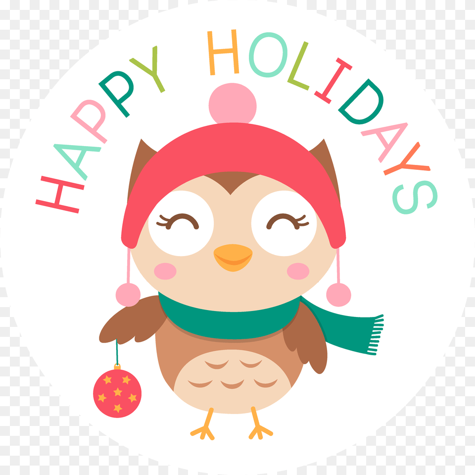 Happy Holidays Christmas Owl Holiday Clipart Full Size Happy Holidays Owl Clipart, Face, Head, Person, Baby Free Transparent Png