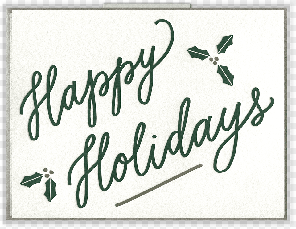 Happy Holidays Letterpress Greeting Card Calligraphy, Handwriting, Text, Aircraft, Airplane Free Png