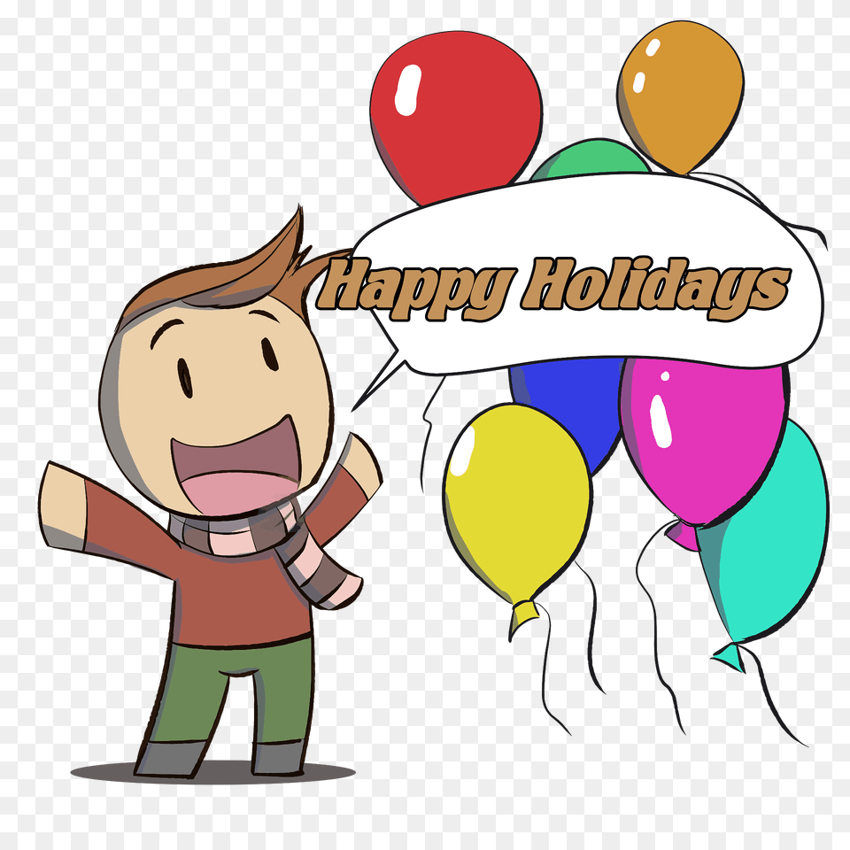 Happy Holidays Man Clipart, Balloon, Book, Comics, Publication Png