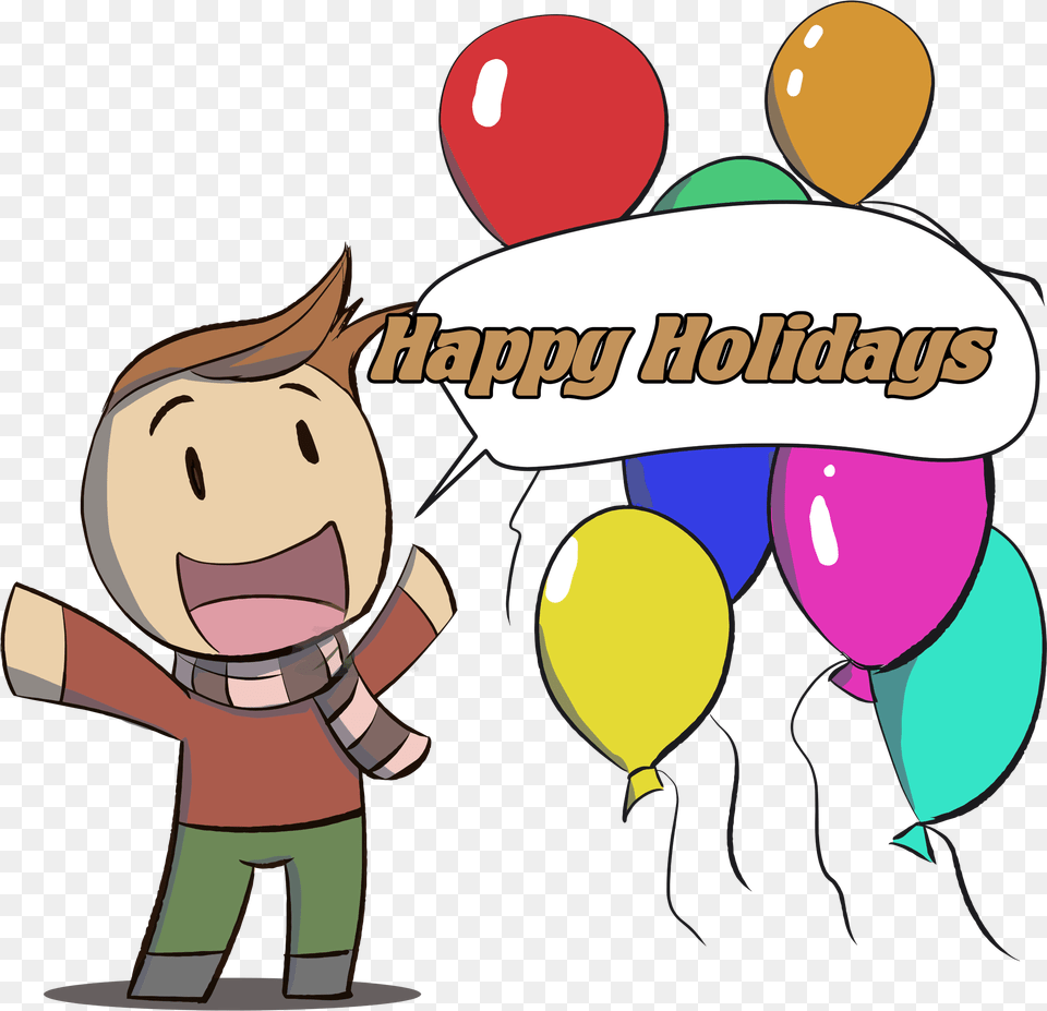 Happy Holidays Man Icons, Balloon, Book, Comics, Publication Free Png Download